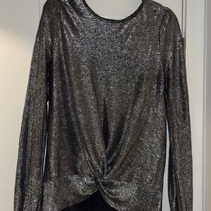 Elegant Metallic Long Sleeve Blouse